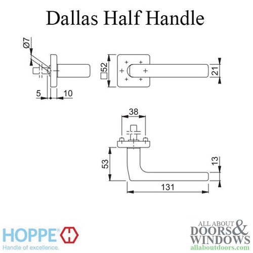 Hoppe Dallas Half Handle for Interior Entrance Doors - Black - Hoppe Dallas Half Handle for Interior Entrance Doors - Black