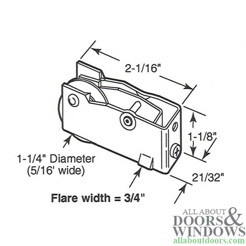 Sliding Patio Door Roller 1.25 Inch Steel Wheel With Adjustable Steel Housing - Sliding Patio Door Roller 1.25 Inch Steel Wheel With Adjustable Steel Housing
