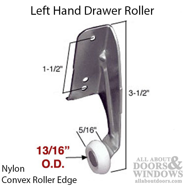 Left-Handed Monorail Drawer Roller, 13/16