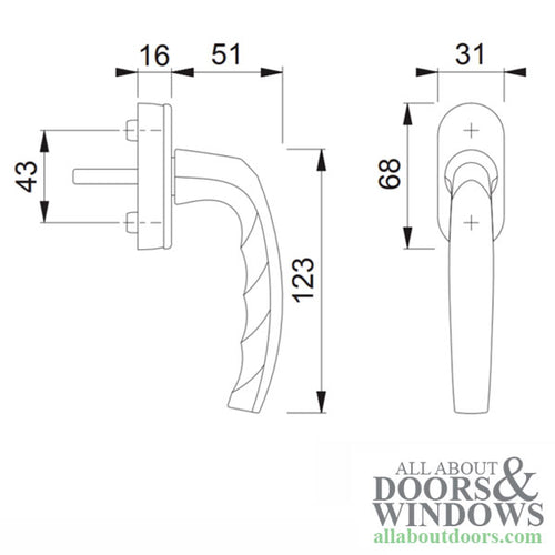 Hoppe Atlanta Tilt Turn Handle with Cylinder Escutcheon - Choose Color - Hoppe Atlanta Tilt Turn Handle with Cylinder Escutcheon - Choose Color