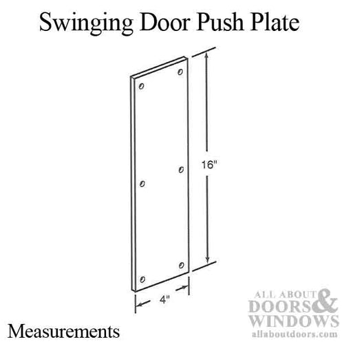 4 x 16 Push Plate, Aluminum, Brass, Stainless Steel - 4 x 16 Push Plate, Aluminum, Brass, Stainless Steel