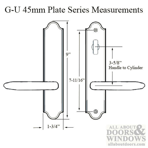 G-U Torino Handle and 45mm Plate Series, Zamac, Inactive, Thumbturn Only (Handles DO Move), Choose Color - G-U Torino Handle and 45mm Plate Series, Zamac, Inactive, Thumbturn Only (Handles DO Move), Choose Color