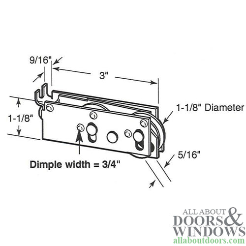 1-1/8 inch Tandem Roller Assembly, Steel Ball Bearing - 1-1/8 inch Tandem Roller Assembly, Steel Ball Bearing