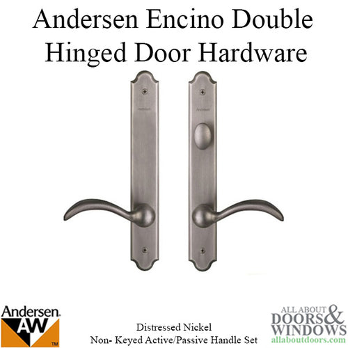 Hardware Kit, Double Door, Encino, Active / Passive - Distressed Nickel - Hardware Kit, Double Door, Encino, Active / Passive - Distressed Nickel