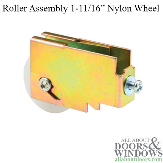 Sliding Door Roller Nylon Ball Bearing Roller Assembly Plain Back Steel Construction Single Door Roller 1.688 Inch Nylon Wheel Diameter