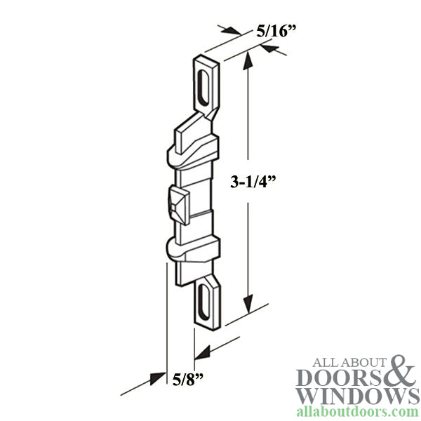 Discontinued - 3-1/4 Inch Adjustable Plastic Latch Strike for Sliding Screen Door - Black - Discontinued - 3-1/4 Inch Adjustable Plastic Latch Strike for Sliding Screen Door - Black