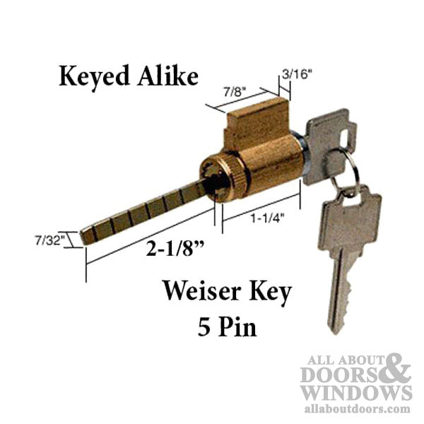 American Cylinder Lock - Weiser 5 Pin Tumbler, Keyed Alike Semi-Restricted Keyway - American Cylinder Lock - Weiser 5 Pin Tumbler, Keyed Alike Semi-Restricted Keyway