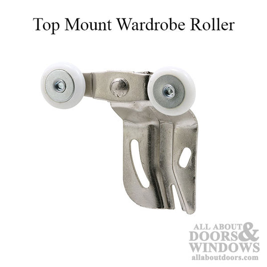 Closet Door Tandem Roller Assembly with Adjustable Steel Bracket 0.875 Inch Wheel Diameter