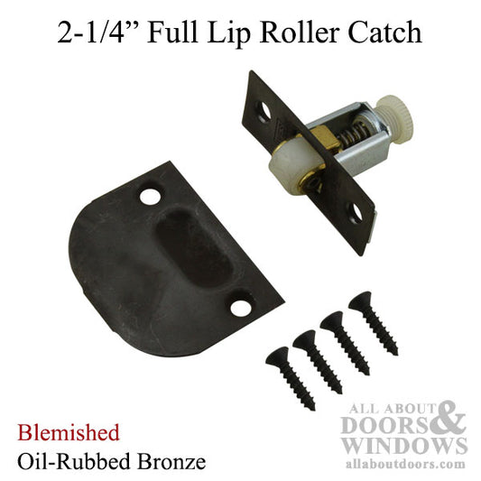 2-1/4  Roller with Full Lip Strike, Solid Brass -  Oil Rubbed Bronze - US10B