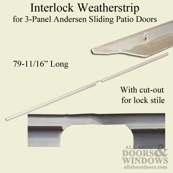 Interlock Weatherstrip, 3 Panel, Stationary Lock S - Interlock Weatherstrip, 3 Panel, Stationary Lock S