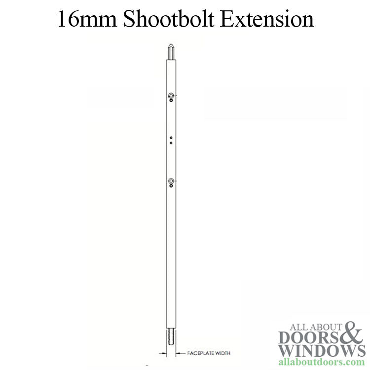 Shootbolt Extension for Truth Sentry Multipoint Lock System 16mm - Shootbolt Extension for Truth Sentry Multipoint Lock System 16mm