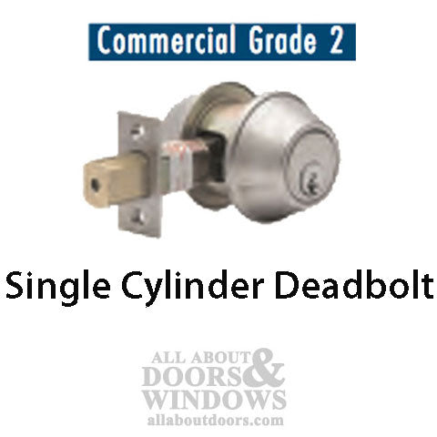 Deadbolt, Single Cylinder Commercial SC4 - Satin Chrome - Deadbolt, Single Cylinder Commercial SC4 - Satin Chrome