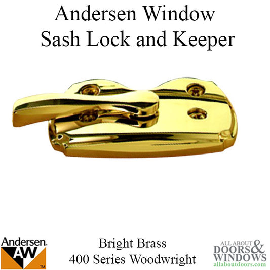 Andersen Woodwright Double Hung Windows Sash Lock & Keeper Set - Bright Brass