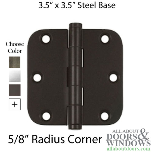 Door Hinge 3.5 x 3.5 inch, 5/8 Radius Corners, Heavy Duty, Steel - Door Hinge 3.5 x 3.5 inch, 5/8 Radius Corners, Heavy Duty, Steel