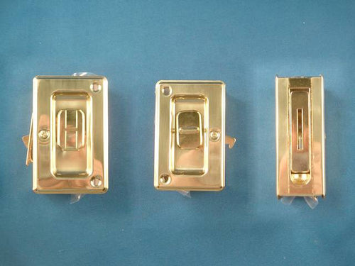 DISCONTINUED - Pocket Door Pull, Privacy 3-3/4 x 2-3/8 - Polished Brass - DISCONTINUED - Pocket Door Pull, Privacy 3-3/4 x 2-3/8 - Polished Brass