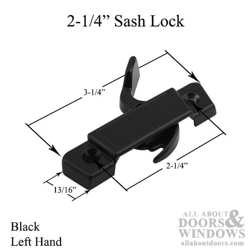 Sash Lock, 2-1/4'' Centered screws, Black - Choose Handing - Sash Lock, 2-1/4'' Centered screws, Black - Choose Handing