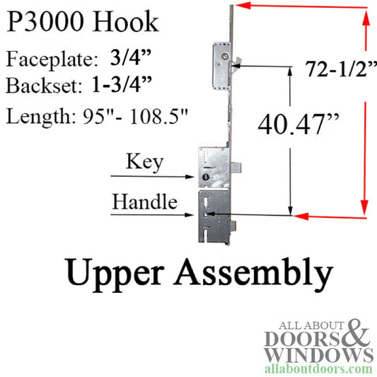 20mm P3000 Active UPPER ASSEMBLY, 45/92 Gear, Rhino Hook at 40.47",  Doors 95-108.5"