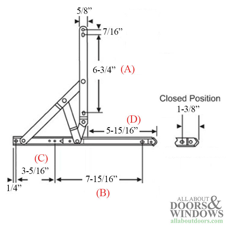 Anderberg 401SS Standard Duty 4 Bar Casement Window Hinge Stainless Steel - Anderberg 401SS Standard Duty 4 Bar Casement Window Hinge Stainless Steel