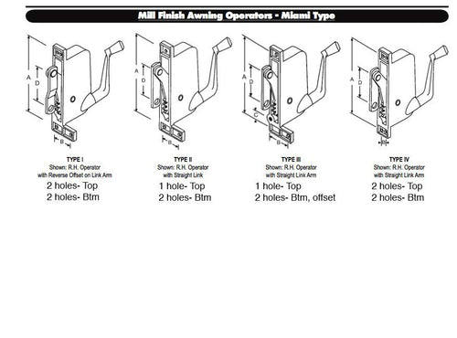 Operator, Type 2 Awning Window,  NEW Style,  RH - Operator, Type 2 Awning Window,  NEW Style,  RH