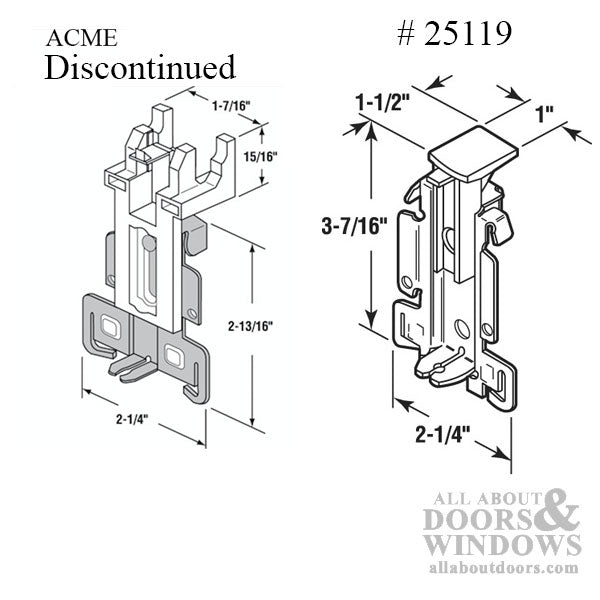 Guide, Top, Mirror Bi-Pass Closet Door - Acme No. 4217 - Guide, Top, Mirror Bi-Pass Closet Door - Acme No. 4217