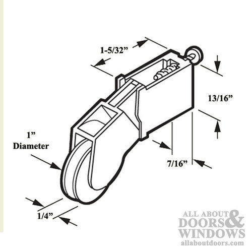 Roller Assembly with 1 Inch Nylon Wheel and Adjustment Screw for Sliding Screen Door - Roller Assembly with 1 Inch Nylon Wheel and Adjustment Screw for Sliding Screen Door