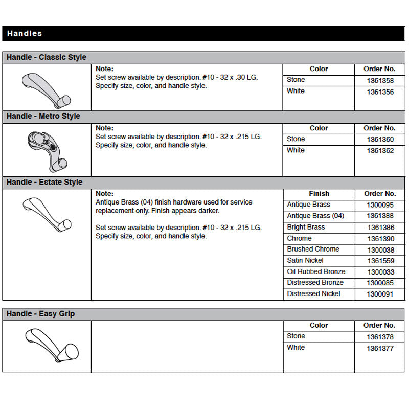 Andersen Window Improved/E-Z Casement - Crank/Handle - Easy Grip - Stone - Andersen Window Improved/E-Z Casement - Crank/Handle - Easy Grip - Stone