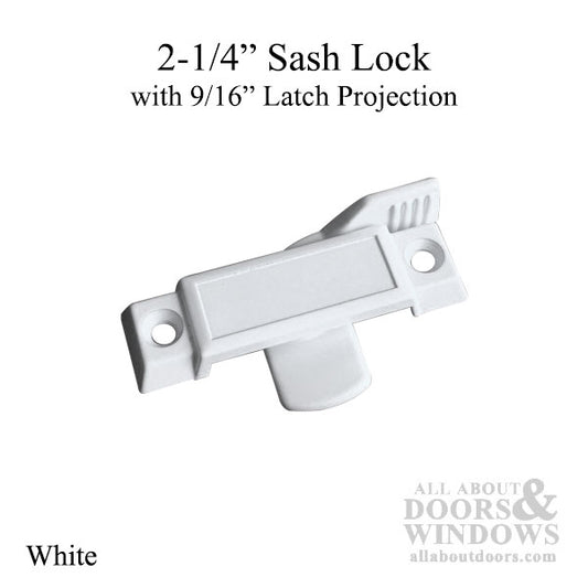 2-1/4 Sash Lock, 9/16 Latch Projection - Choose Color