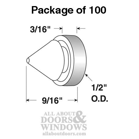 Silencer - Door Stop Mount, 100 pkg - Hollow Metal Frame - Silencer - Door Stop Mount, 100 pkg - Hollow Metal Frame