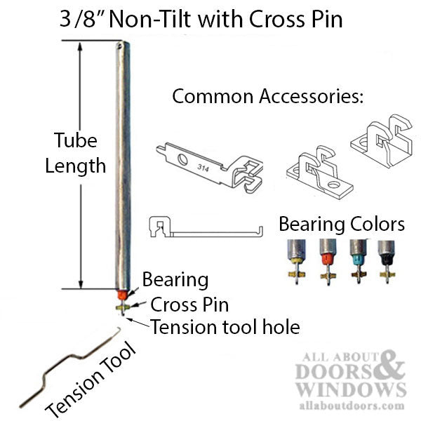 3/8” Spiral Non-Tilt Cross Pin Balance Rod, Red Bearing - 3/8” Spiral Non-Tilt Cross Pin Balance Rod, Red Bearing