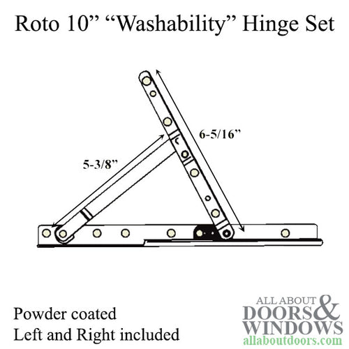 Roto 10 inch Left and Right Washability Hinge Set, HG05 Series - Roto 10 inch Left and Right Washability Hinge Set, HG05 Series