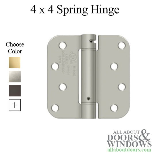 Spring Hinge 4 x 4 x 5/8 Radius Corner, Deltana Single Action - Choose Color