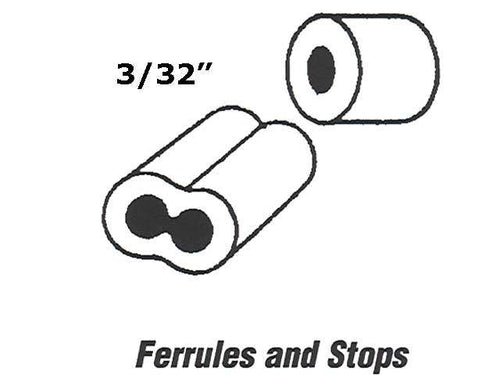 Cable Ferrules and Stops for Garage Doors - 3/32 Inch - Cable Ferrules and Stops for Garage Doors - 3/32 Inch