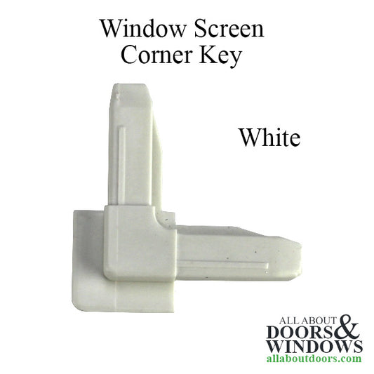 Window Screen Corner Key 3/8 Inch Frame,  Reverse Flange, Plastic - White