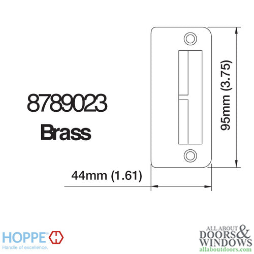 Strike Plate, PS0013N, Double Shootbolt  1.61 x 3.75 -Brass. - Strike Plate, PS0013N, Double Shootbolt  1.61 x 3.75 -Brass.