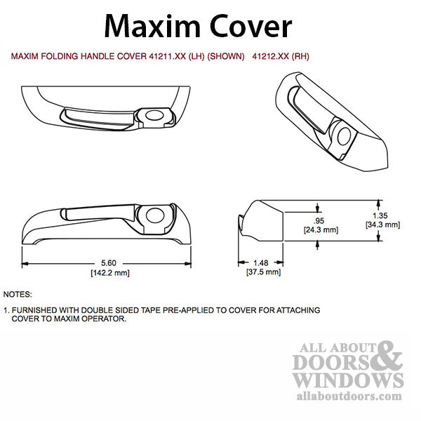 Maxim Cover Plastic with adhesive pad, Left Hand - Choose Color - Maxim Cover Plastic with adhesive pad, Left Hand - Choose Color