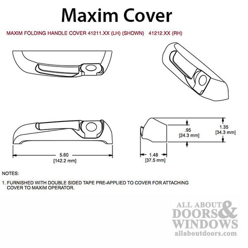 Maxim Cover Plastic with adhesive pad, Left Hand - Choose Color - Maxim Cover Plastic with adhesive pad, Left Hand - Choose Color