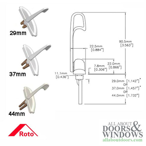 Roto 1-1/8 Fork (29mm) casement multi-point sash lock - Roto 1-1/8 Fork (29mm) casement multi-point sash lock