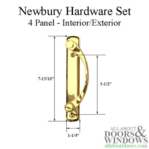 Andersen Newbury 2 Panel Gliding Door Hardware Set - Bright Brass - Andersen Newbury 2 Panel Gliding Door Hardware Set - Bright Brass