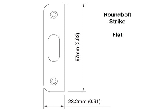 Strike Plate, RR560, Roundbolt  0.91 x 3.82 -Brass - Strike Plate, RR560, Roundbolt  0.91 x 3.82 -Brass