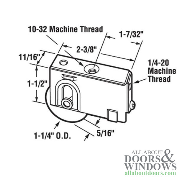 Sliding Door Roller Assembly with Adjustable Steel Plain Back Housing 1.25 Inch Steel Ball Bearing Wheel Diameter - Sliding Door Roller Assembly with Adjustable Steel Plain Back Housing 1.25 Inch Steel Ball Bearing Wheel Diameter