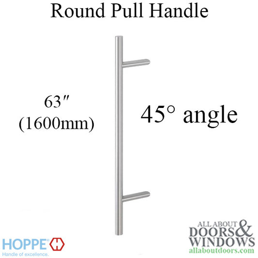 HOPPE Bar-Shaped Round 45 Degree Angle Pull Handle 63" Stainless Steel