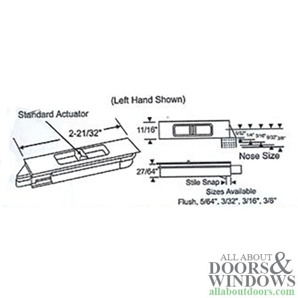 Tilt Latch, Slide in Plastic, Left Hand - White - Tilt Latch, Slide in Plastic, Left Hand - White