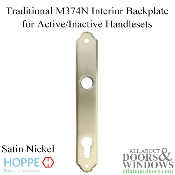 HOPPE Traditional Interior Backplate M374N for Active/Inactive Handlesets - Satin Nickel - HOPPE Traditional Interior Backplate M374N for Active/Inactive Handlesets - Satin Nickel