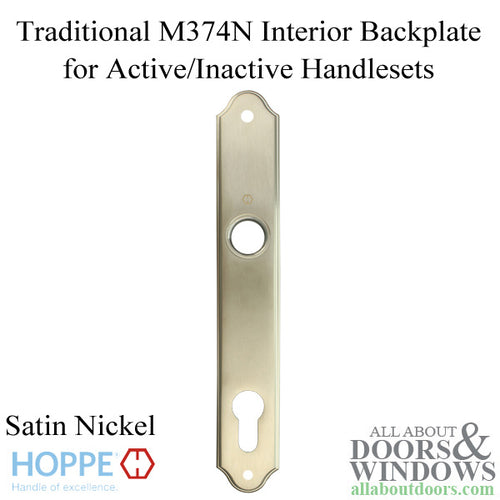 HOPPE Traditional Interior Backplate M374N for Active/Inactive Handlesets - Satin Nickel - HOPPE Traditional Interior Backplate M374N for Active/Inactive Handlesets - Satin Nickel