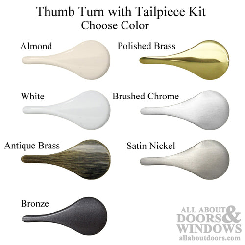 Thumb Turn with Tail Piece Kit - Choose Color - Thumb Turn with Tail Piece Kit - Choose Color