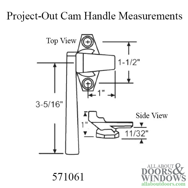 Window Handle For Casment Window and Awning Window Left Hand Handle Project Out Two Hole Cam Handle - Window Handle For Casment Window and Awning Window Left Hand Handle Project Out Two Hole Cam Handle