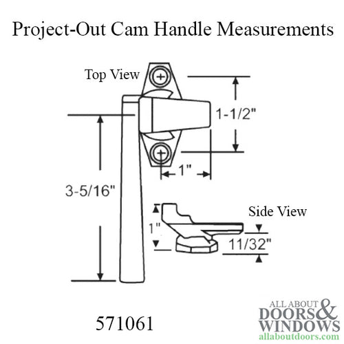 Window Handle For Casment Window and Awning Window Left Hand Handle Project Out Two Hole Cam Handle - Window Handle For Casment Window and Awning Window Left Hand Handle Project Out Two Hole Cam Handle