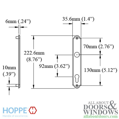 HOPPE Traditional Interior Backplate M374N for Active/Inactive Handlesets - Satin Nickel - HOPPE Traditional Interior Backplate M374N for Active/Inactive Handlesets - Satin Nickel