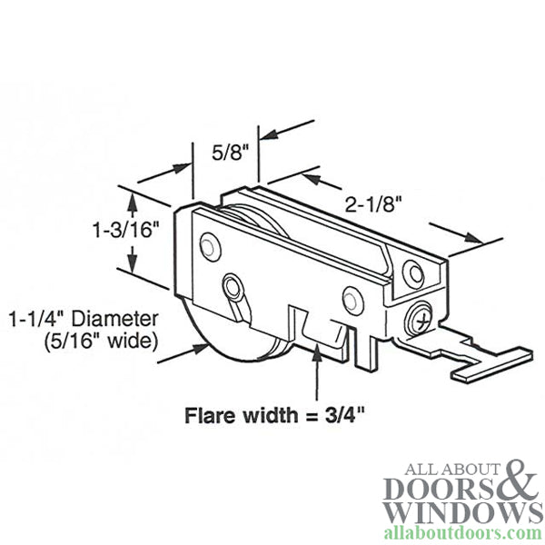 Roller Assembly for Sliding Patio Door with Adjustable Aluminum K Tab Housing 1.25 Inch Steel Ball Bearing Wheel Diameter - Roller Assembly for Sliding Patio Door with Adjustable Aluminum K Tab Housing 1.25 Inch Steel Ball Bearing Wheel Diameter