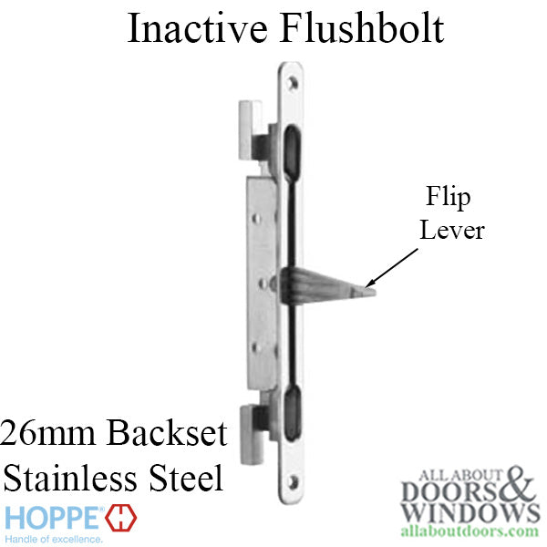 Inactive Flushbolt Rod, 26mm Backset, Flip Lever - Stainless - Inactive Flushbolt Rod, 26mm Backset, Flip Lever - Stainless